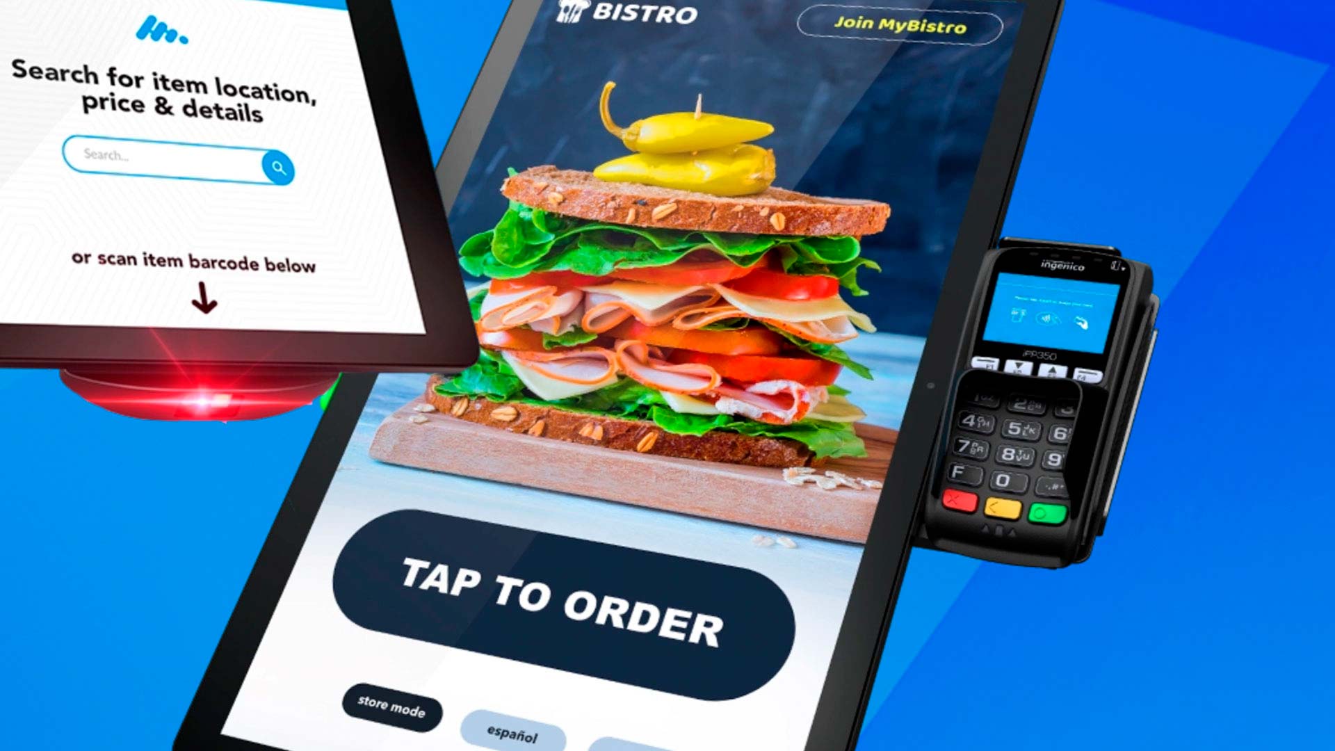 Interaktiv touchskærm til bestilling og betaling i detailhandlen
