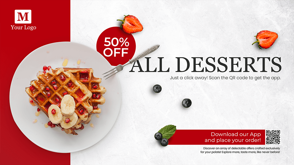 Et designtema for restauranter der anvender infoskærm software rettet mod kunder.