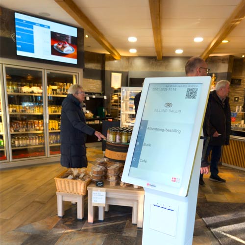 Køsystem står inde i butikken i Billund Bageri