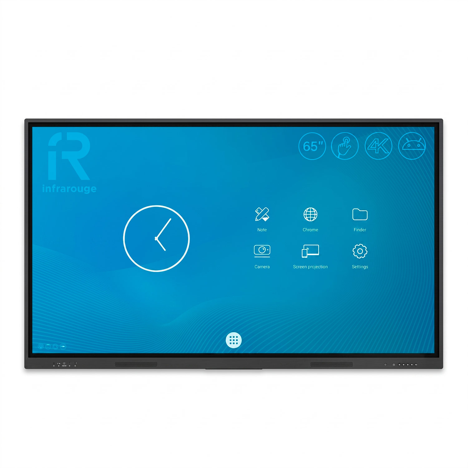 Touch display set forfra på hvid baggrund
