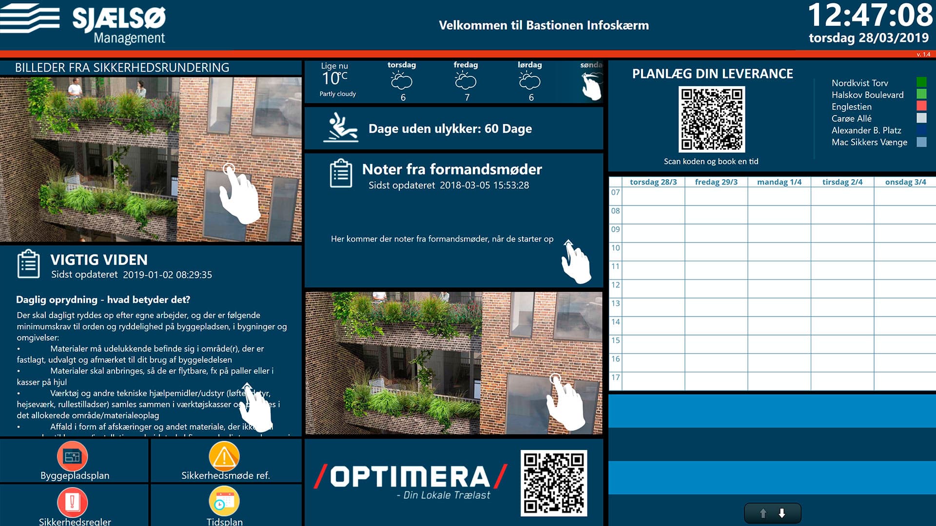 Layout af brugerflade til digital infotavle til byggepladser