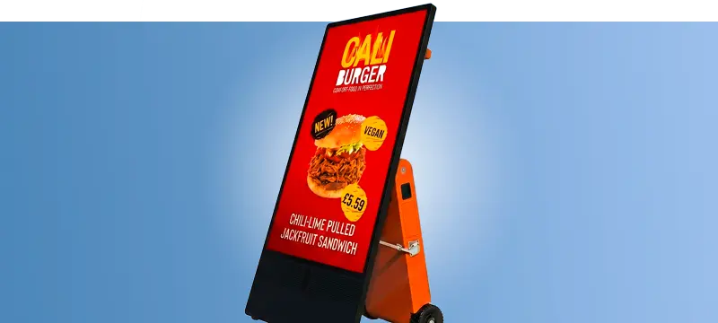 batteridrevet A-skilt Digital signage til virksomheder: batteridrevet A-skilt