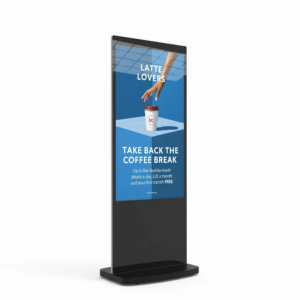 Fritstående totem til leje, sort model på hvid baggrund
