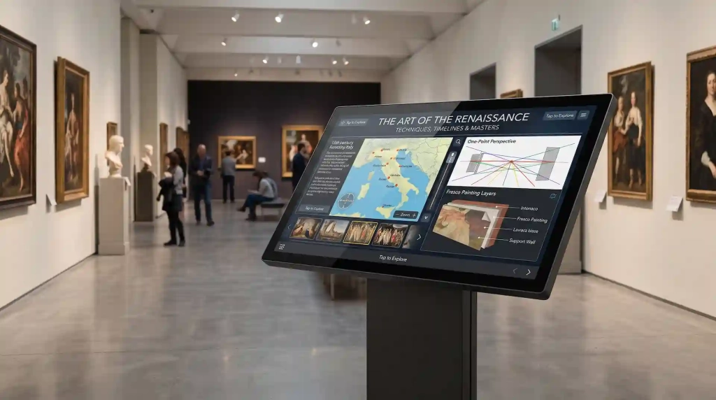 Infoskærm display med VisualSign på museum